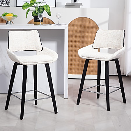 Glamour Home Bea Fabric Counter Height Stool With Back, White