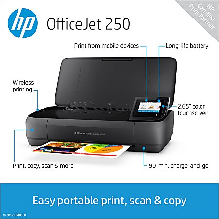 HP OfficeJet 250 Wireless All In One Color Printer - Office Depot