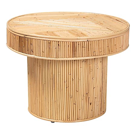 bali & pari Iryna Natural Rattan End Table, 17-3/4”H x 23-5/8”W x 23-5/8”D, Natural