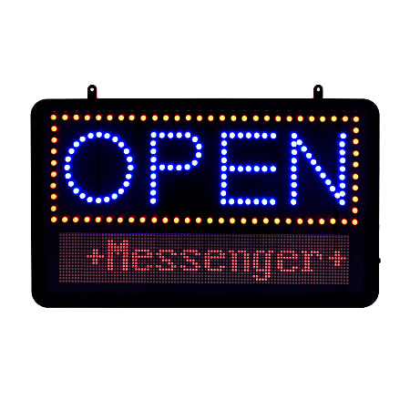 Alpine LED Programmable Open Sign, 11" x 13", Black