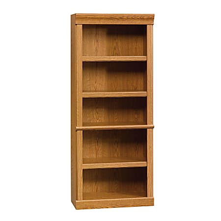 Sauder® Orchard Hills 71 1/2" 5 Shelf Traditional Library, Oak/Light Finish, Standard Delivery