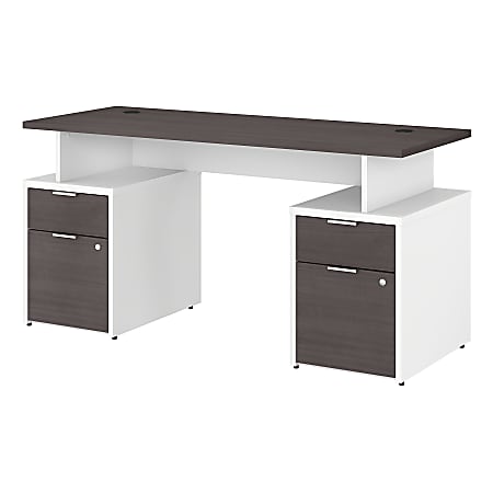 Bush Business Furniture Jamestown Desk With 4 Drawers, 60"W, Storm Gray/White, Standard Delivery