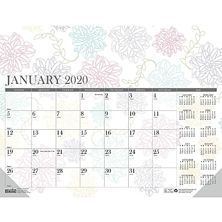 House of Doolittle Whimsical Doodle Monthly Desk Pad - Julian Dates - Monthly - January 2021 till December 2021 - 1 Month Single Page Layout - Desk Pad - 17" Height x 22" Width - Reference Calendar - 1 Each
