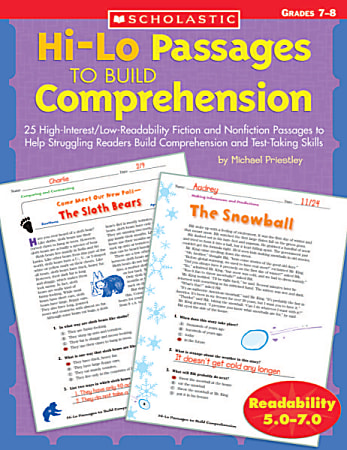 Scholastic Hi-Lo Passages To Build Comprehension, Grades 7-8