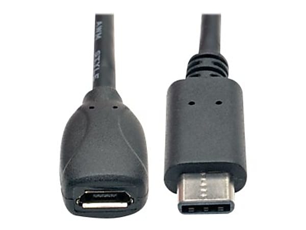 Eaton Tripp Lite Series USB 2.0 Adapter Cable - USB-C to USB Micro-B (M/F), 6-in. (15.24 cm) - USB adapter - Micro-USB Type B (F) to 24 pin USB-C (M) - USB 2.0 - 5.9 in - molded - black