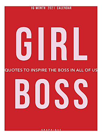 Graphique Inspirational Monthly Wall Calendar, 12" x 12", Girl Boss, January To December 2021