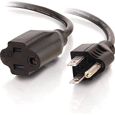 C2G 1ft Power Extension Cord - 18 AWG - Outlet Saving Cord - 1ft