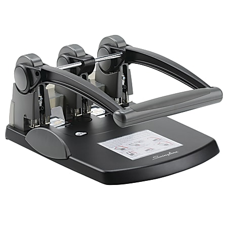 Swingline® Extra-High Capacity 3-Hole Punch, 7 3/4" x 12 3/8" x 17 1/8", Black/Gray