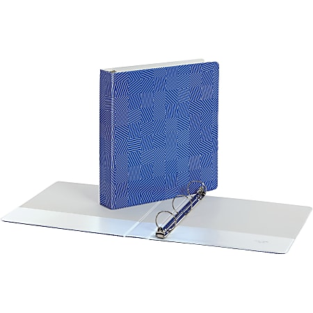 Oxford Back-mounted Round Ring Binder, 1 1/2" Ring, Blue Squares