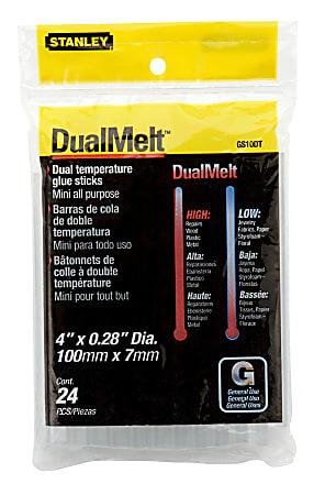 Stanley DualMelt All Purpose Mini Glue Sticks Pack Of 24 - Office Depot