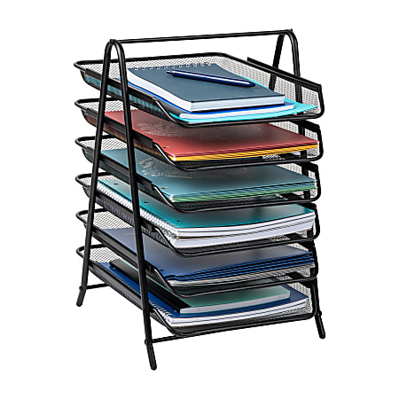 Mind Reader 6-Tier Paper Tray, 18”H x 13-3/4”W x 11-3/4”D, Black