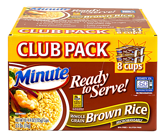 Minute Ready To Serve Brown Rice Microwaveable Cups, 8.8 Oz, Box Of 8 Cups