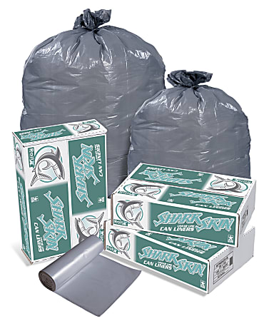 Pitt Plastics Linear Low-Density Can Liners, 1.1-mil, 45 Gallons, Gray, Case of 100