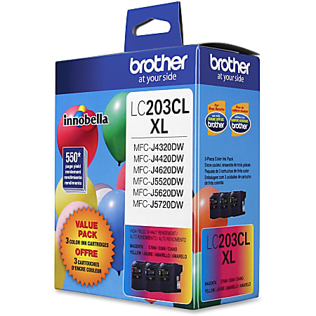 Brother MFC-J5620DW High Yield C/M/Y Ink Cartridge 3-Pack (Includes OEM#  LC203C, LC203M, LC203Y) (3 x 550 Yield) 