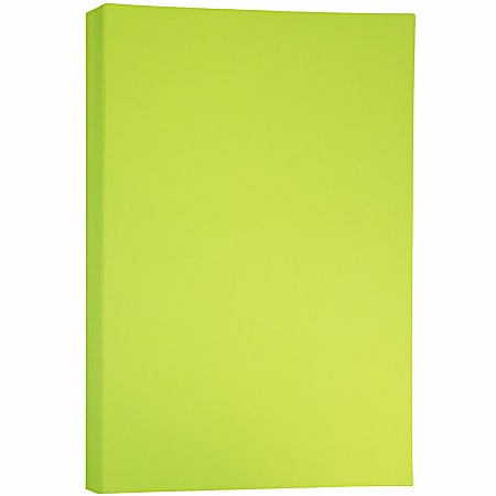 JAM Paper® Card Stock, Lime Green, Ledger (11" x 17"), 65 Lb, Pack Of 250