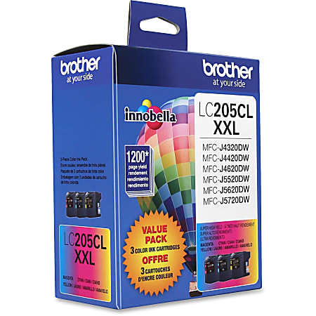 Brother LC205 Cyan Magenta Yellow Extra High Yield Ink Cartridges Pack ...