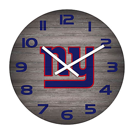 Imperial NFL Weathered Wall Clock, 16”, New York Giants