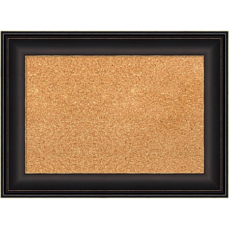 Amanti Art Cork Bulletin Board, 23" x 17", Natural, Trio Oil Rubbed Bronze Polystyrene Frame