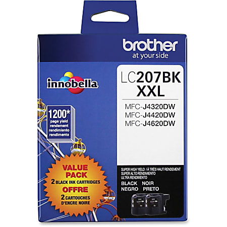 Brother® LC207 Extra-High-Yield Black Ink Cartridges, Pack Of 2, LC2072PKS