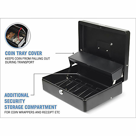 CARL Bill Slots Steel Security Cash Box - 4 Bill - 5 Coin - Steel - Black - 3.5 CARL Bill Slots Steel Security Cash Box - 4 Bill - 5 Coin - Steel - Black - 3.5