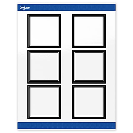 Avery® Print-To-The-Edge Labels & Sure Feed®, S00-DM3-PRWGP10, 3" x 3", Glossy White, Preprinted Double Black Border Design, Pack Of 60