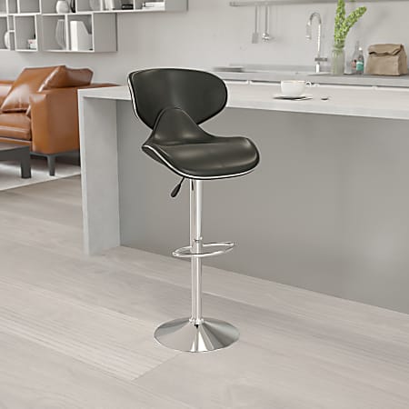 Flash Furniture Cozy Mid-Back Adjustable Bar Stool, Gray/Black