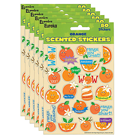 Eureka Scented Stickers, Orange, 80 Stickers Per Pack, Set Of 6 Packs