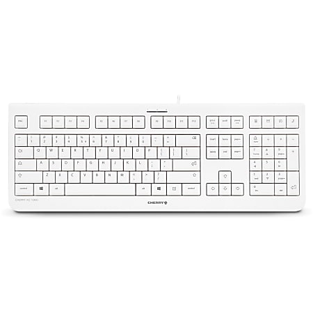 CHERRY KC 1000 Keyboard - Low Cost - Cable Connectivity - USB Interface - English (US) - Calculator, Email, Browser, Sleep Hot Key(s) - Light Gray"
