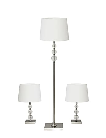 Adesso® Olivia Lamps, Off-White Shades/Brushed Steel Bases, Set