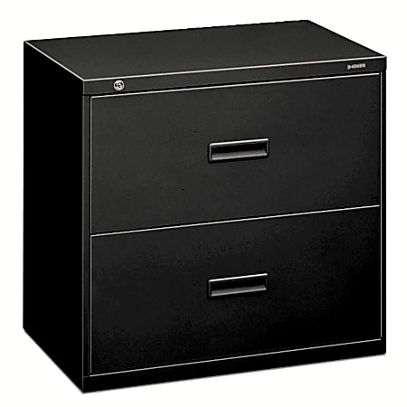 HON® 400 30"W Lateral 2-Drawer File Cabinet, Metal, Black
