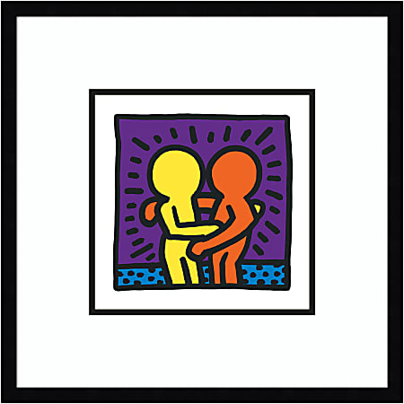 Amanti Art Untitled 1987 by Keith Haring Wood Framed Wall Art Print, 21”W x 21”H, Black