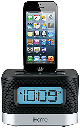 IHOME iPhone® 5 Stereo Docking FM Dual Alarm-Clock Radio, Black