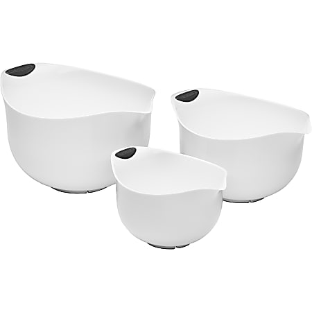 Cuisinart Set of 3 Mixing Bowls (White) - Dishwasher Safe - 8.5" Diameter - Plastic Body - 3