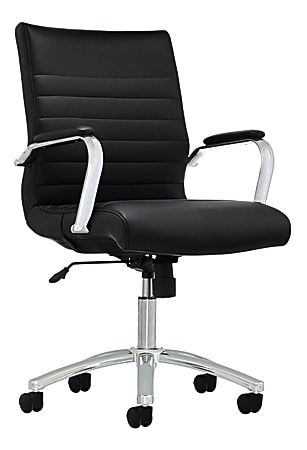 Realspace® Modern Comfort Winsley Bonded Leather Mid-Back Manager's Chair, Black/Silver, BIFMA Compliant