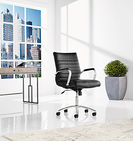 Realspace Modern Comfort Verismo Bonded Leather High Back Executive Chair  BlackChrome BIFMA Compliant - Office Depot