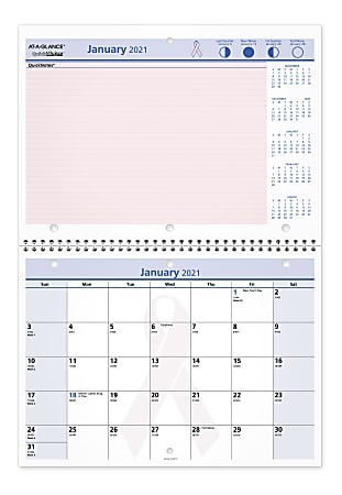 AT-A-GLANCE QuickNotes City of Hope Monthly Wall Calendar, 11" x 8", Black/Pink, January to December 2021