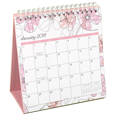 AT-A-GLANCE® Blush Monthly Easel Calendar, 6 1/16" x 6 3/8", January to December 2018