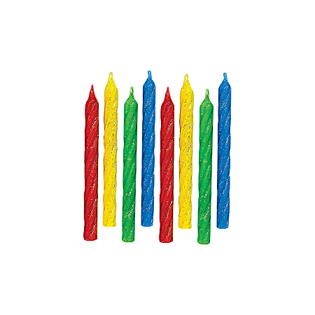 Amscan Glitter Spiral Birthday Candles, 3-1/4", Multicolor,