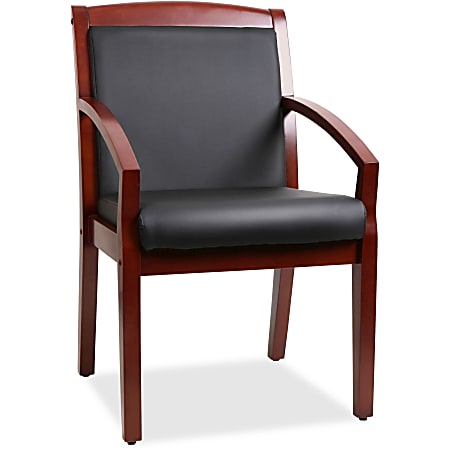 Lorell® Bonded Leather/Wood Guest Chair With Sloping Arms,