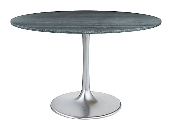 Zuo Modern Metropolis Marble And Iron Round Dining Table, 29-15/16”H x 47-1/4”W x 47-1/4”D, Gray/Silver