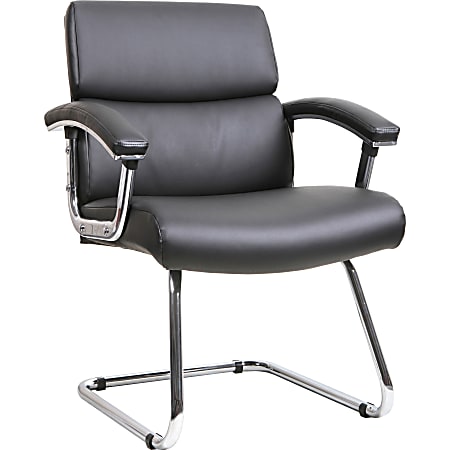 Lorell® Bonded Leather/Chrome Guest Chair, Black