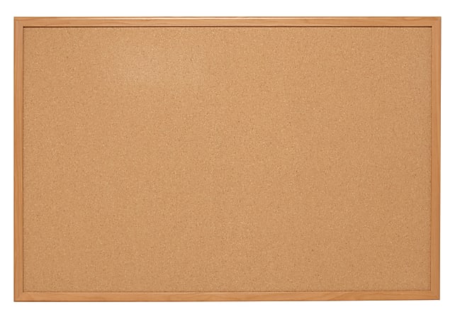 Quartet® Natural Cork Bulletin Board, 18" x 24", Wood Frame With Oak Finish