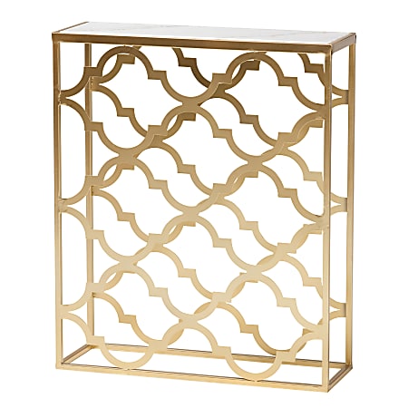 Baxton Studio Calanthe Modern And Contemporary Console Table, 29-1/8”H x 24”W x 8-1/8”D, Gold/White