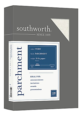Southworth Fine Business Parchment Paper, 24 Lb,  8 1/2" x 11",  Ivory, Pack Of 500 sheets