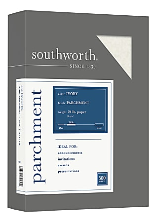 Southworth Parchment Specialty Paper, Ivory, 24 lbs., 8-1/2 x 11, 500/Box  984c