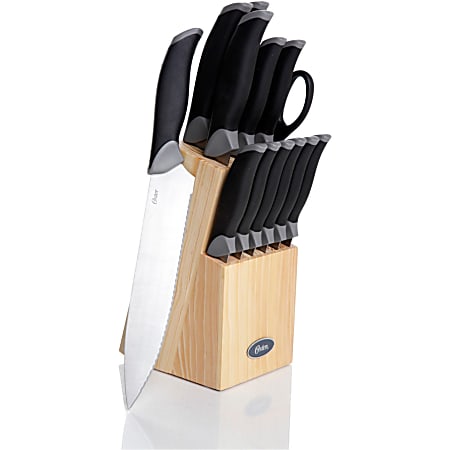 Oster Lindbergh 14 Piece Cutlery Set - 14 Piece(s)  - Rubber, Stainless Steel - Stainless Steel, Black