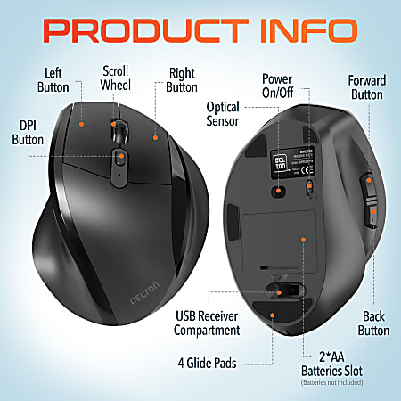 Delton S30 Wireless Ergonomic Computer Mouse Black - Office Depot