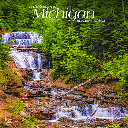2024 BrownTrout Monthly Square Wall Calendar, 12" x 12", Michigan Wild & Scenic, January to December