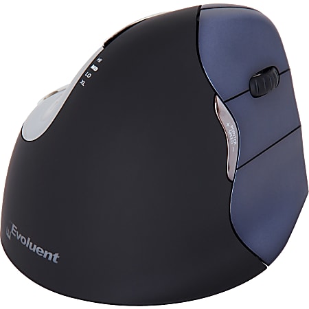 Evoluent VerticalMouse 4 Right Wireless - Optical - Wireless - Radio Frequency - 2.40 GHz - Black - 1 Pack - USB - Scroll Wheel - 6 Button(s) - 6 Programmable Button(s) - Right-handed Only - 1