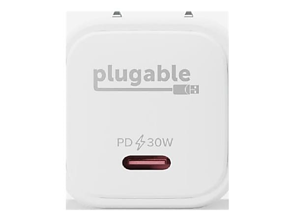 Plugable - Power adapter - GaN - 30 Watt - 1.5 A - PD 3.0 (24 pin USB-C) - white